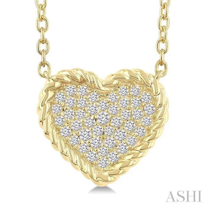 Pave-Set Heart Shape Rope Diamond Fashion Pendant