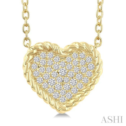 Pave-Set Heart Shape Rope Diamond Fashion Pendant