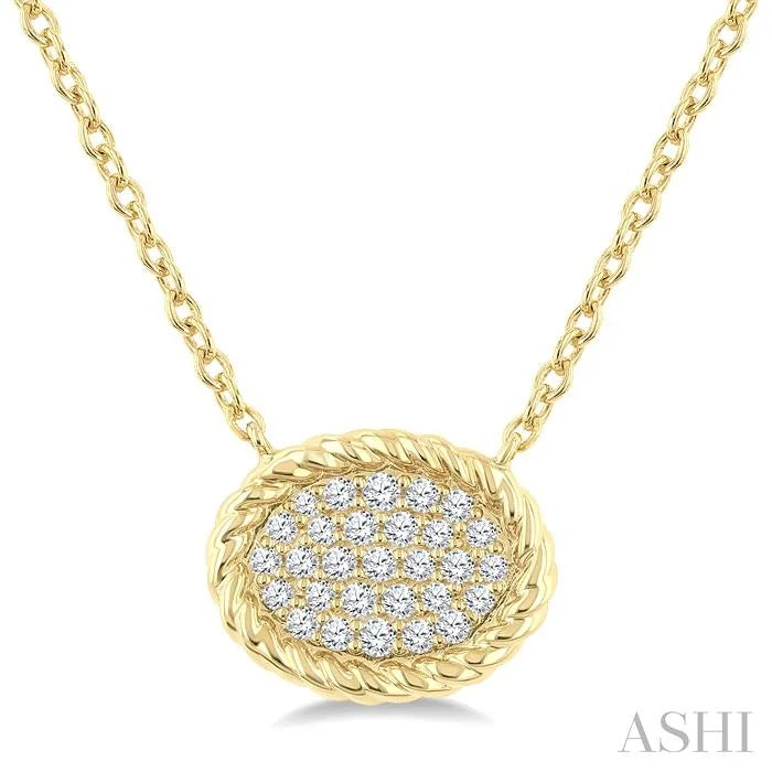 Pave-Set Oval Shape Rope Diamond Fashion Pendant