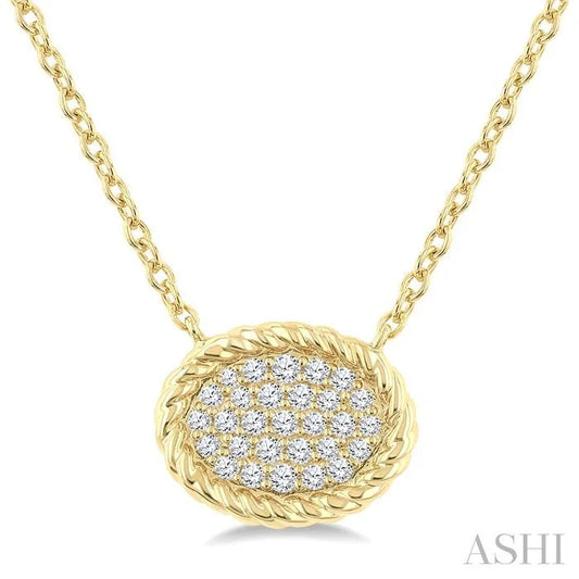 Pave-Set Oval Shape Rope Diamond Fashion Pendant