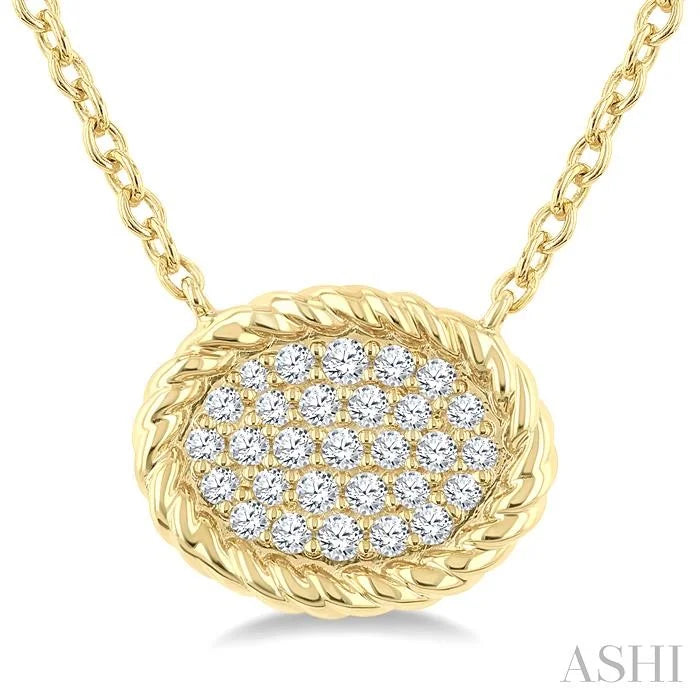 Pave-Set Oval Shape Rope Diamond Fashion Pendant