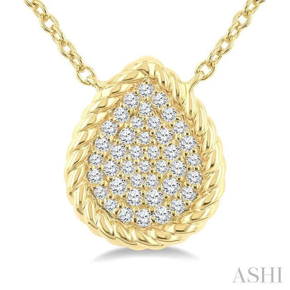 Pave-Set Pear Shape Rope Diamond Fashion Pendant