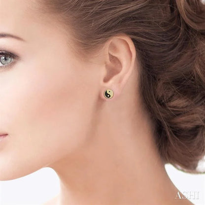 Yin Yang Petite Black Diamond Fashion Earrings
