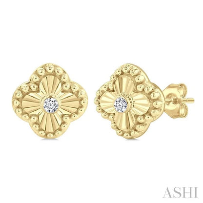 Clover Fluted Petite Diamond Fashion Earrings