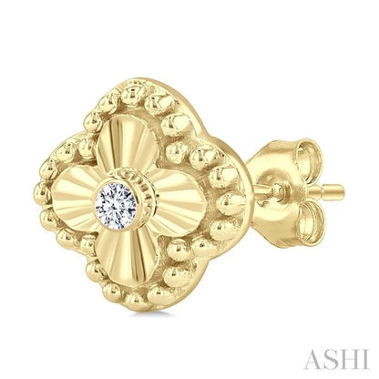 Clover Fluted Petite Diamond Fashion Earrings