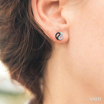 Yin Yang Petite Black Diamond Fashion Earrings