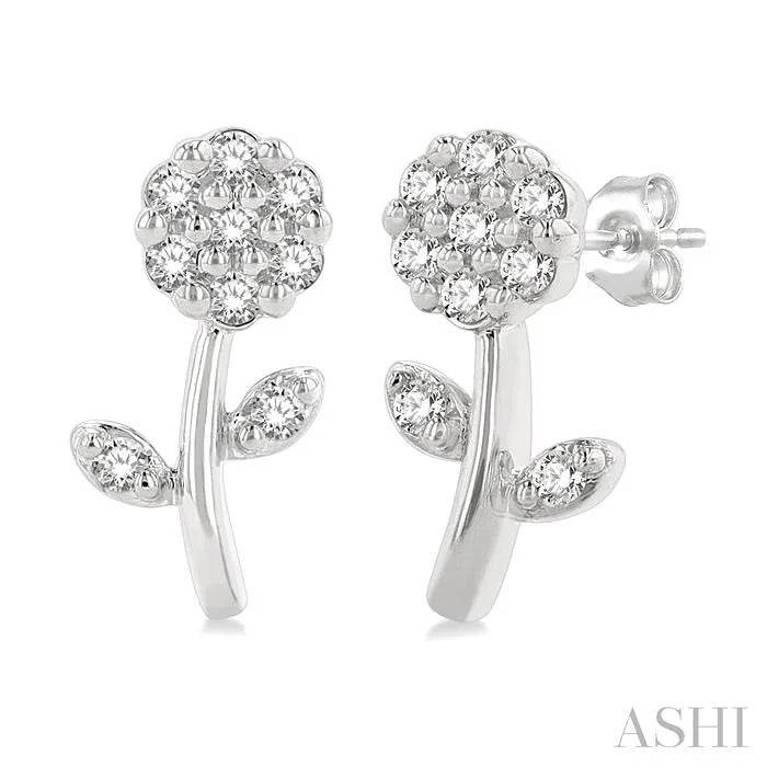 Floral Petite Diamond Fashion Earrings