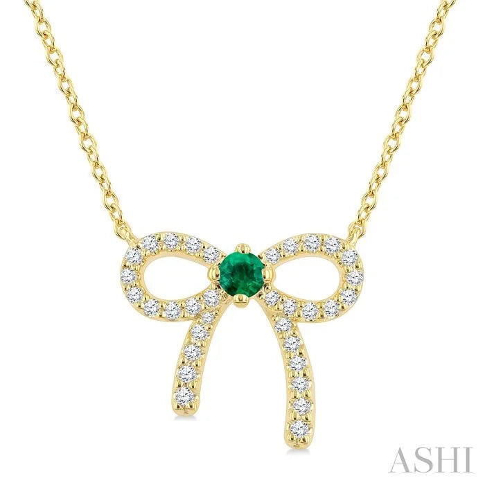 Bow Petite Gemstone Diamond Fashion Pendant