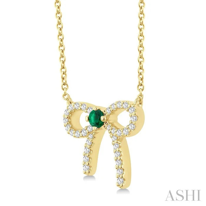 Bow Petite Gemstone Diamond Fashion Pendant