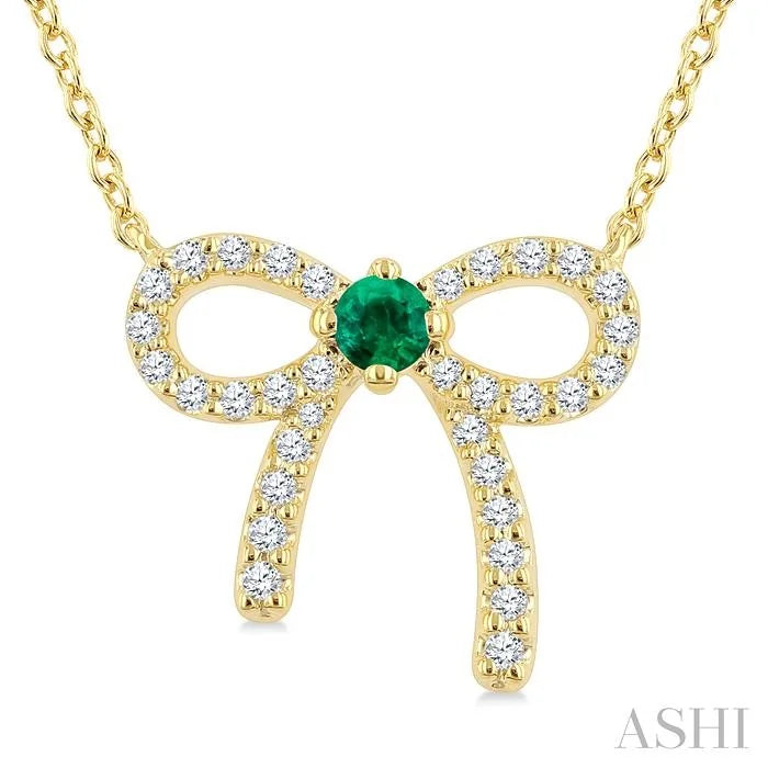 Bow Petite Gemstone Diamond Fashion Pendant
