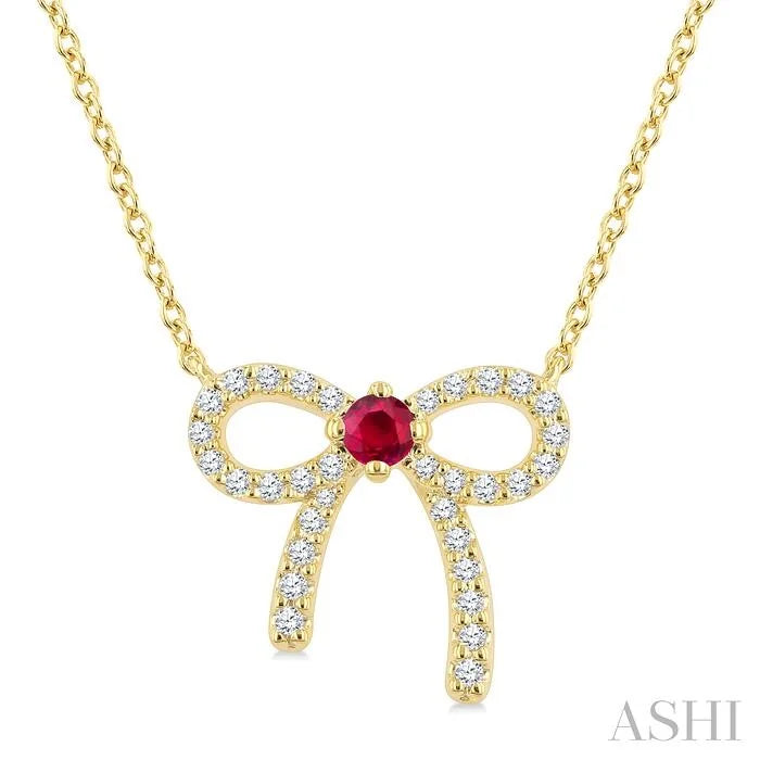 Bow Petite Gemstone Diamond Fashion Pendant