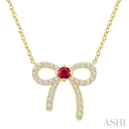 Bow Petite Gemstone Diamond Fashion Pendant