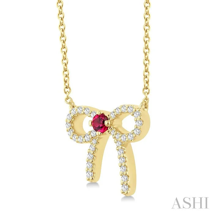 Bow Petite Gemstone Diamond Fashion Pendant
