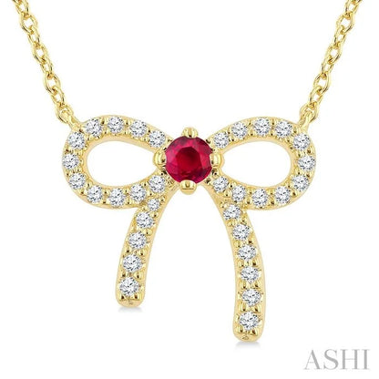 Bow Petite Gemstone Diamond Fashion Pendant