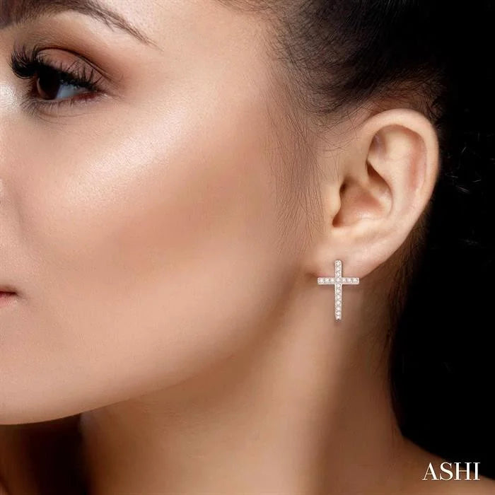 Cross Diamond Huggie Fashion Earrings