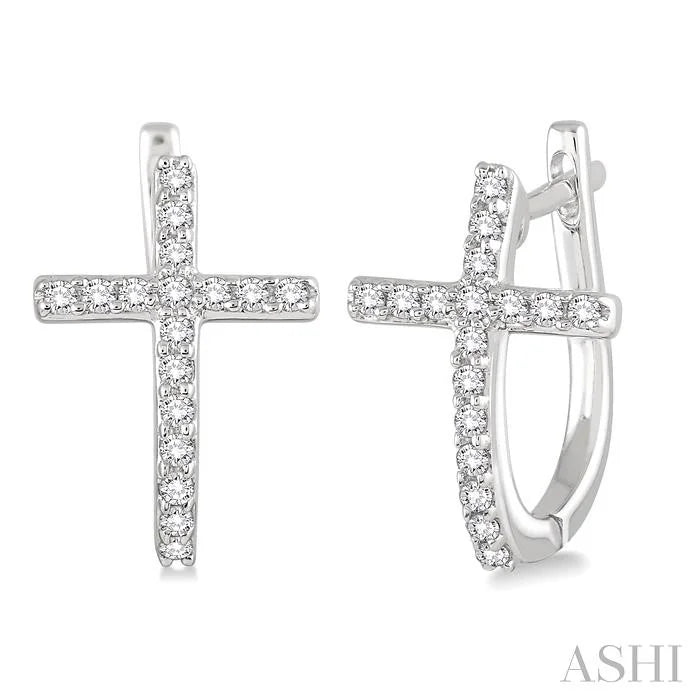 Cross Diamond Huggie Fashion Earrings