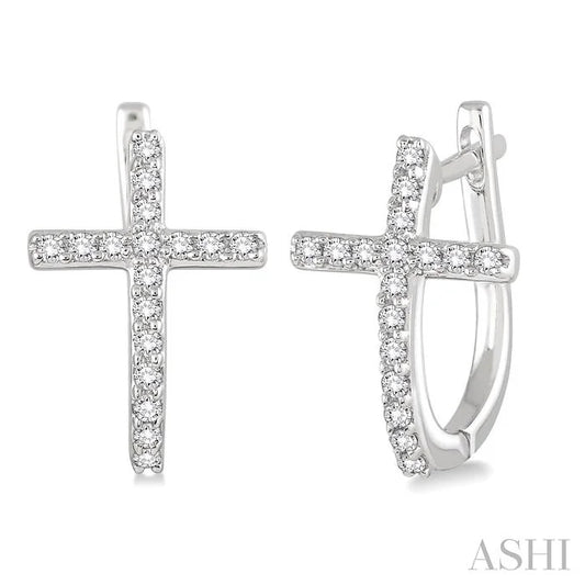 Cross Diamond Huggie Fashion Earrings
