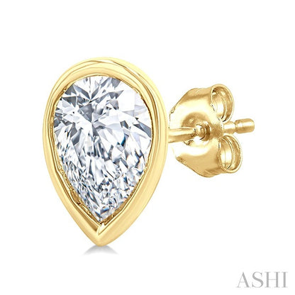 Pear Shape Bezel Set Petite Diamond Stud Earrings