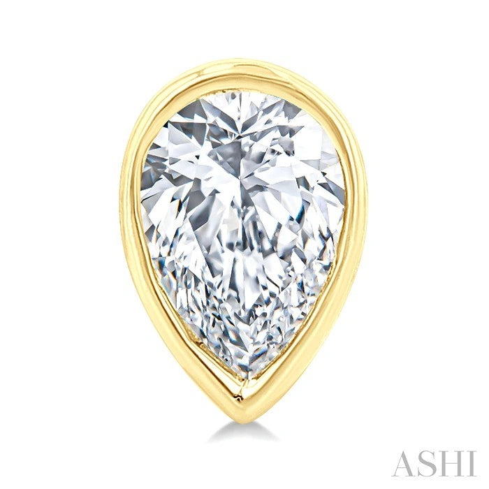 Pear Shape Bezel Set Petite Diamond Stud Earrings