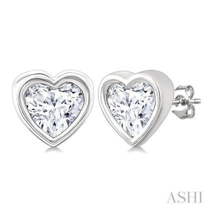 Heart Shape Bezel Set Petite Diamond Fashion Earrings