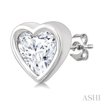 Heart Shape Bezel Set Petite Diamond Fashion Earrings