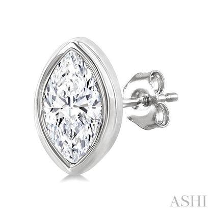 Marquise Shape Bezel Set Petite Diamond Fashion Earrings