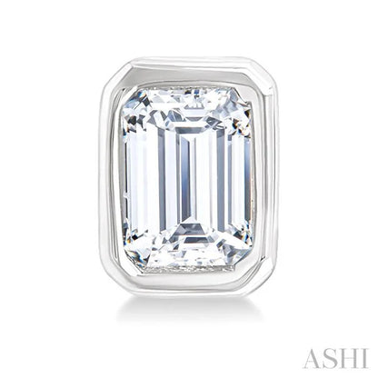 Emerald Shape Bezel Set Petite Diamond Fashion Earrings