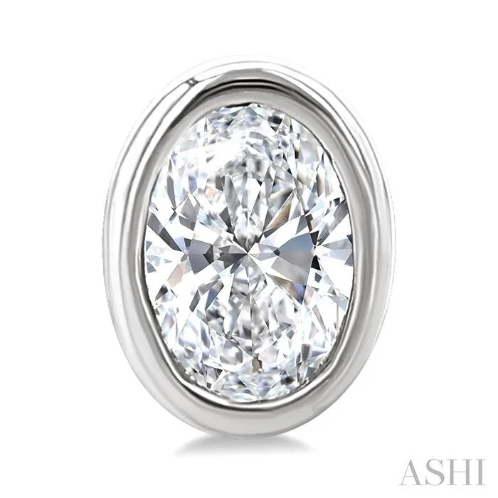 Oval Shape Bezel Set Petite Diamond Fashion Earrings