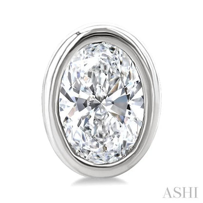Oval Shape Bezel Set Petite Diamond Fashion Earrings