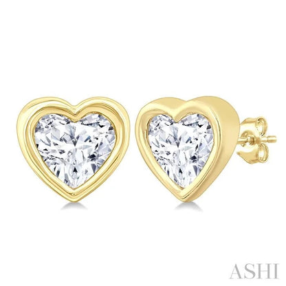 Heart Shape Bezel Set Petite Diamond Fashion Earrings