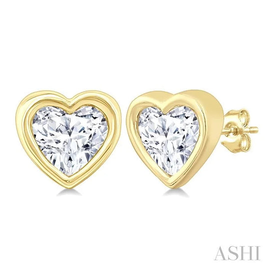 Heart Shape Bezel Set Petite Diamond Fashion Earrings