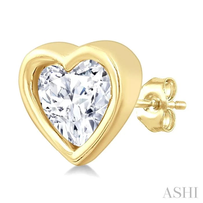 Heart Shape Bezel Set Petite Diamond Fashion Earrings