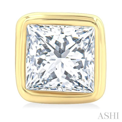 Princess Shape Bezel Set Petite Diamond Fashion Stud Earrings