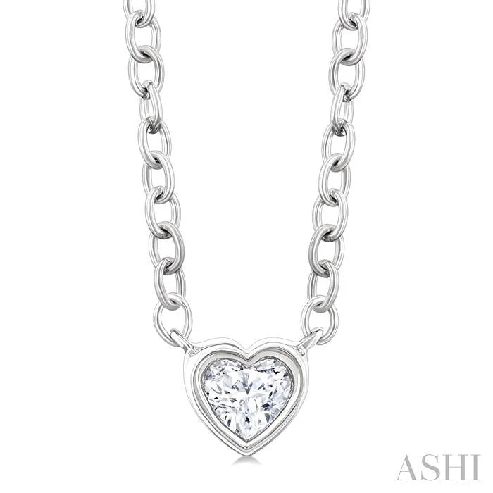 Heart Shape Bezel Set Petite Diamond Fashion Pendant