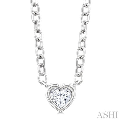 Heart Shape Bezel Set Petite Diamond Fashion Pendant