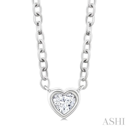 Heart Shape Bezel Set Petite Diamond Fashion Pendant