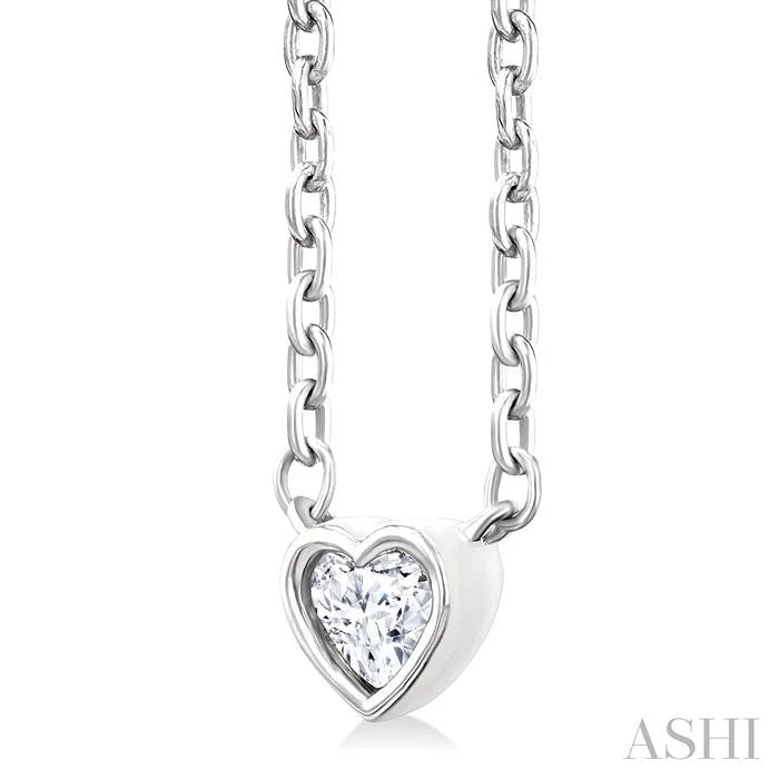 Heart Shape Bezel Set Petite Diamond Fashion Pendant