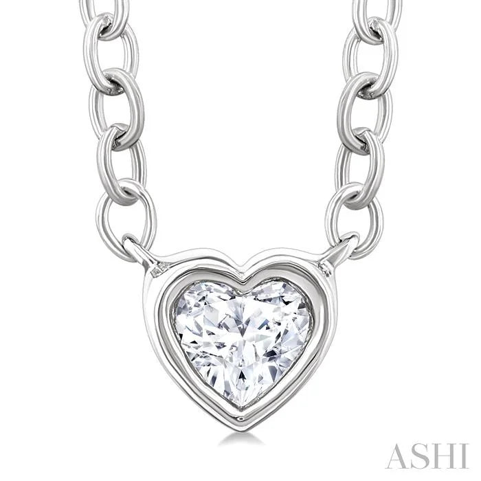 Heart Shape Bezel Set Petite Diamond Fashion Pendant