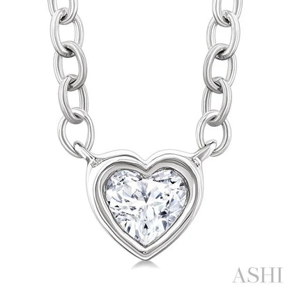Heart Shape Bezel Set Petite Diamond Fashion Pendant