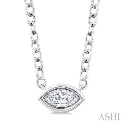 Marquise Shape East-West Bezel Set Petite Diamond Fashion Pendant