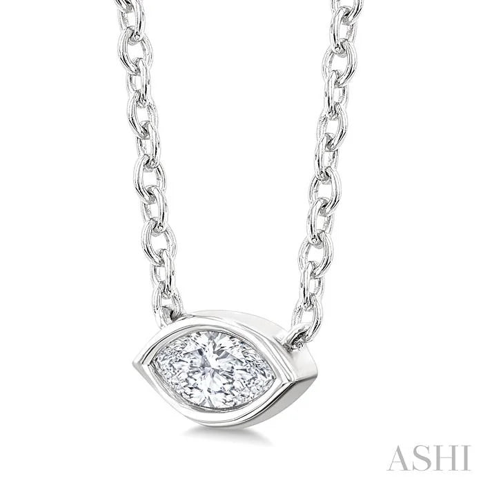 Marquise Shape East-West Bezel Set Petite Diamond Fashion Pendant