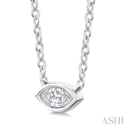 Marquise Shape East-West Bezel Set Petite Diamond Fashion Pendant