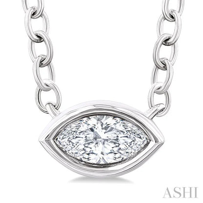 Marquise Shape East-West Bezel Set Petite Diamond Fashion Pendant