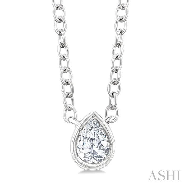 Pear Shape Bezel Set Petite Diamond Fashion Pendant