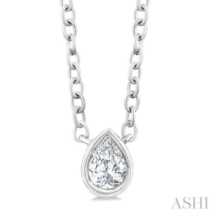 Pear Shape Bezel Set Petite Diamond Fashion Pendant