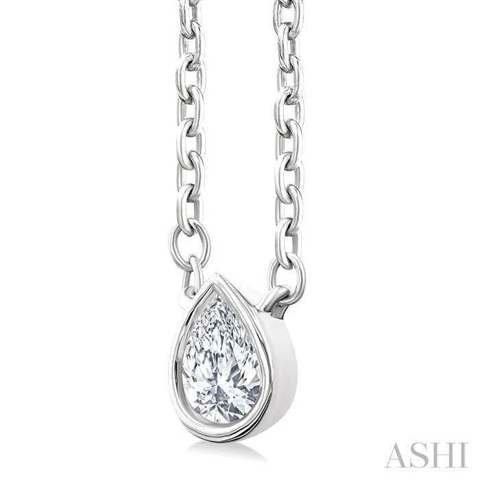 Pear Shape Bezel Set Petite Diamond Fashion Pendant