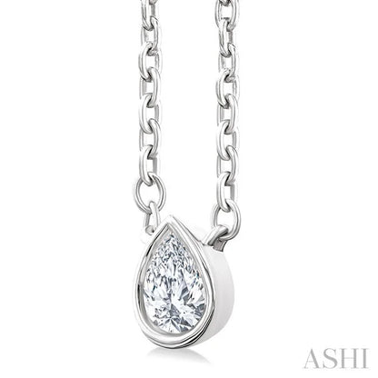 Pear Shape Bezel Set Petite Diamond Fashion Pendant