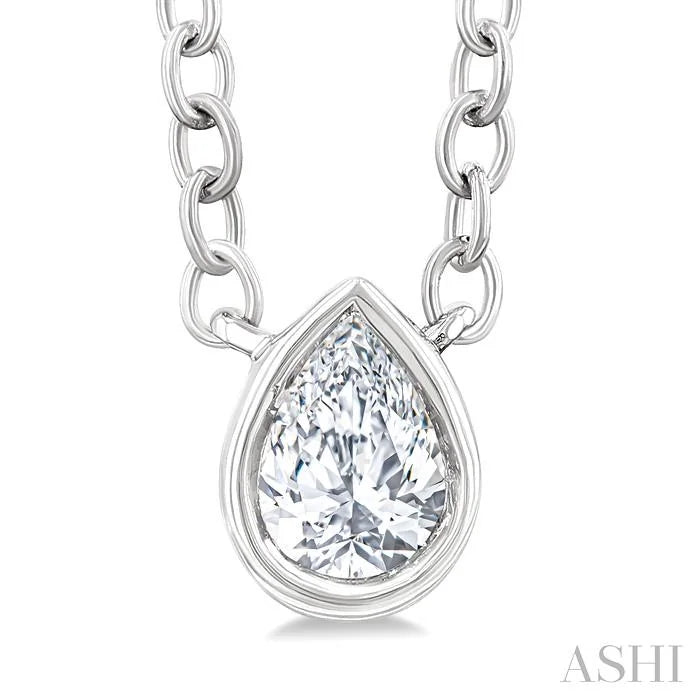 Pear Shape Bezel Set Petite Diamond Fashion Pendant