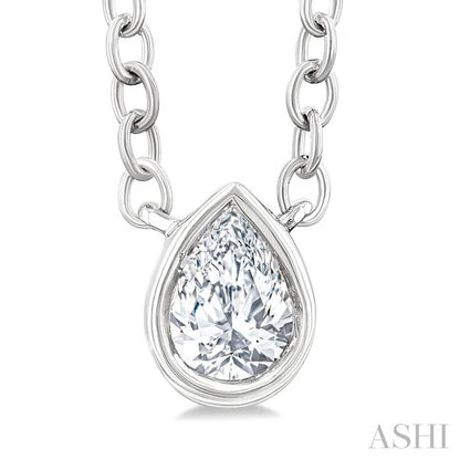Pear Shape Bezel Set Petite Diamond Fashion Pendant