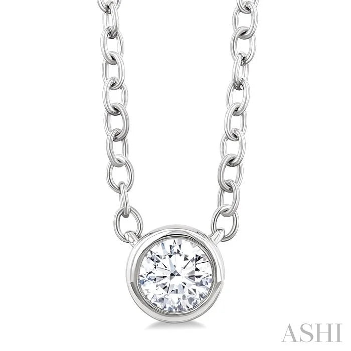 Round Shape Bezel Set Petite Diamond Fashion Pendant